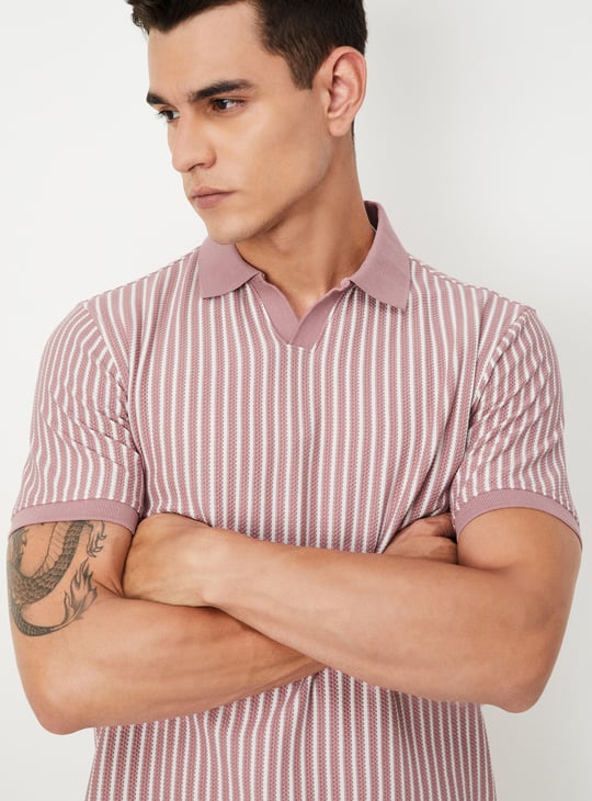 Men Striped Polo T-shirt