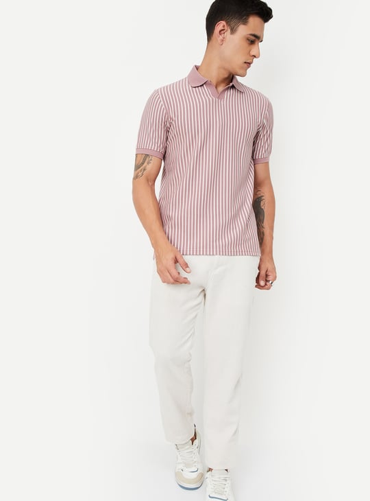 Men Striped Polo T-shirt