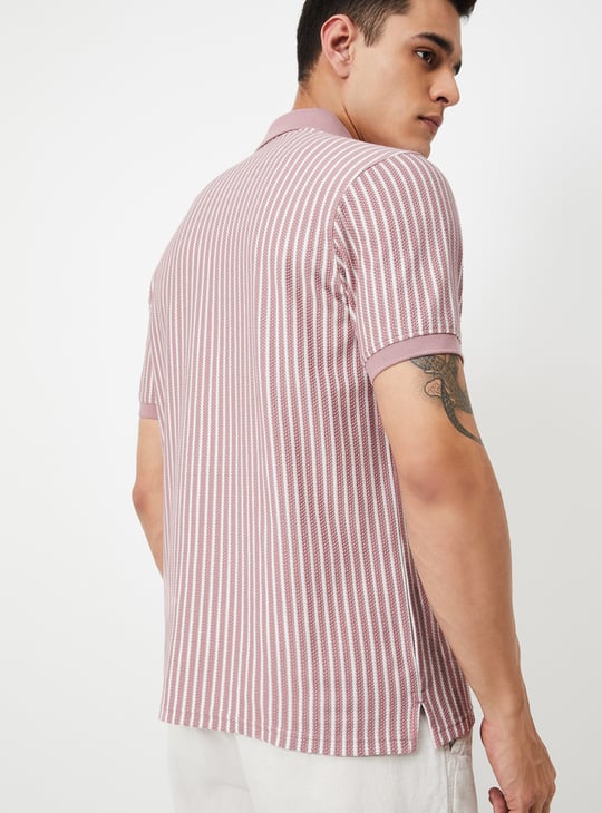 Men Striped Polo T-shirt