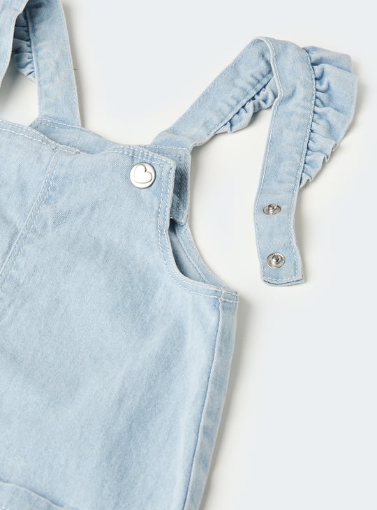 Girls Embroidered Dungaree Dress with T-shirt