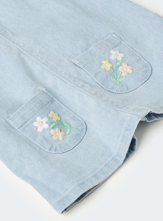 Girls Embroidered Dungaree Dress with T-shirt