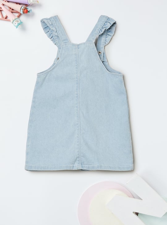 Girls Embroidered Dungaree Dress with T-shirt