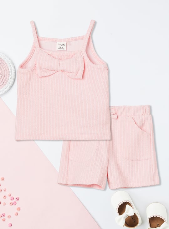 Girls Textured Shorts Set
