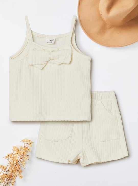 Girls Textured Shorts Set