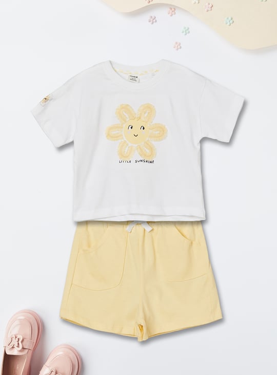 Girls Embroidered Shorts Set