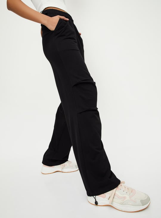 Women Solid Parachute Cargo Pants