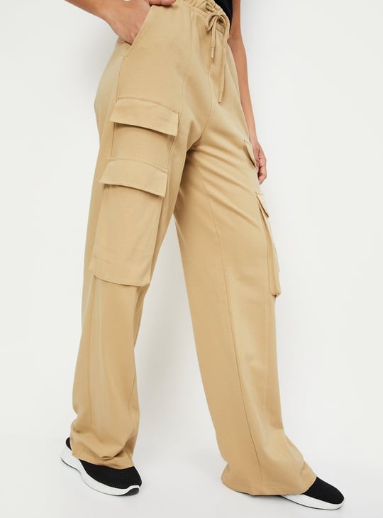 Women Solid Cargo Track Pants