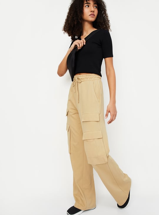 Women Solid Cargo Track Pants