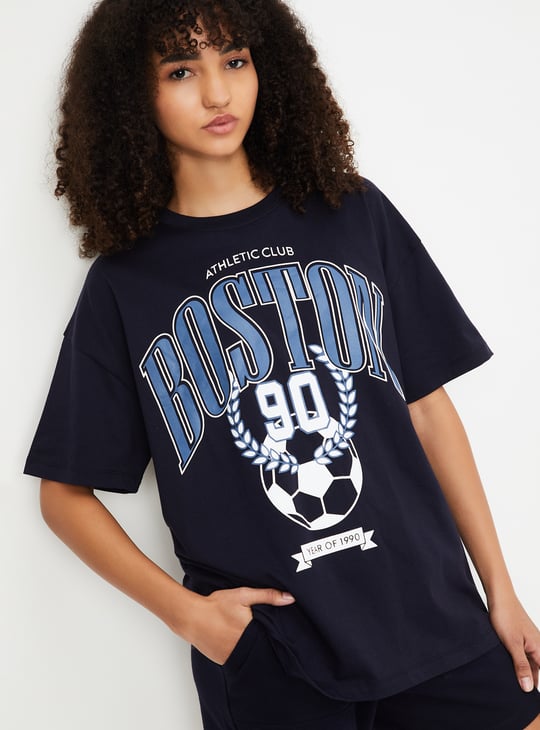 Women Printed Oversized Athleisure T-shirt