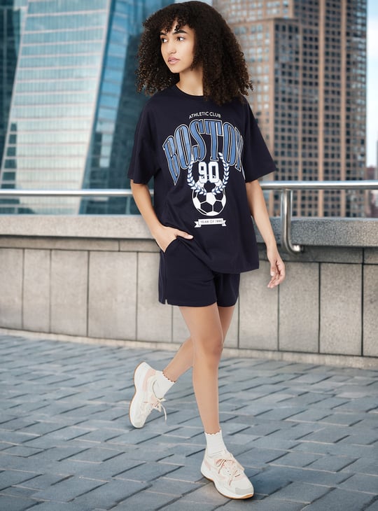 Women Printed Oversized Athleisure T-shirt