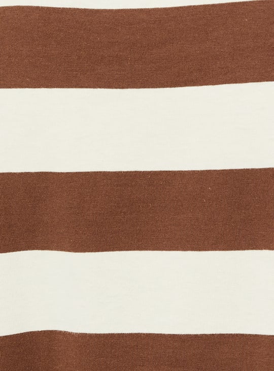 Women Striped Boxy Fit Crop Polo T-shirt