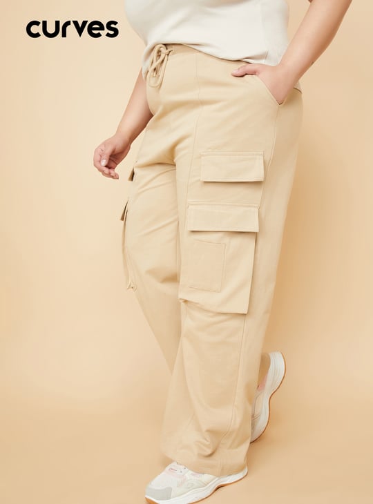 Women Solid Cargo Track Pants
