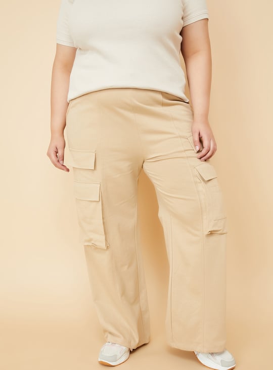 Women Solid Cargo Track Pants