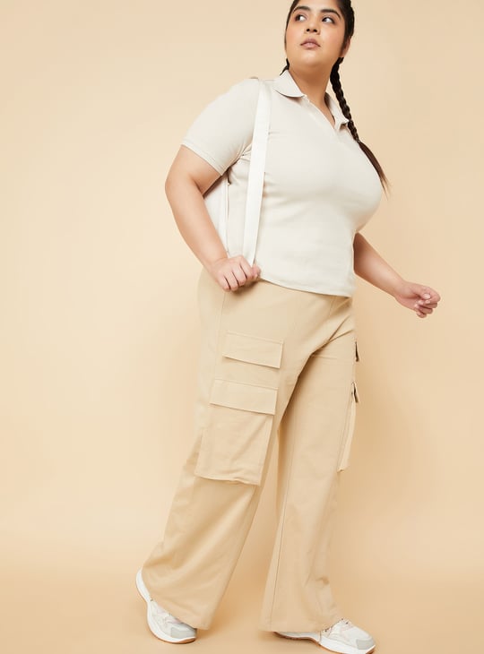 Women Solid Cargo Track Pants