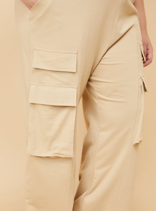 Women Solid Cargo Track Pants