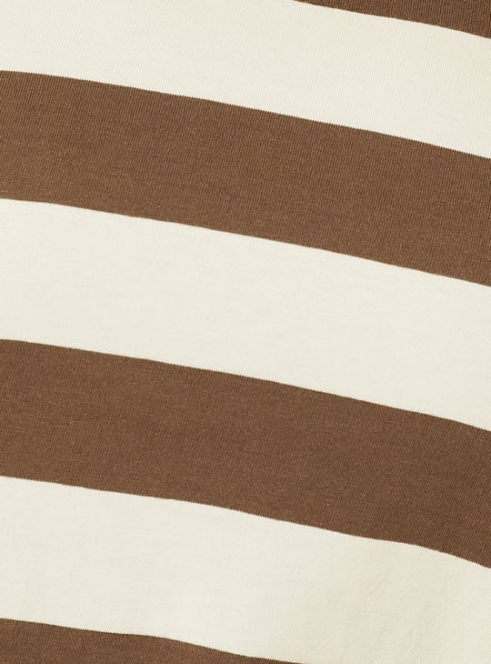 Women Striped Boxy Fit Crop Polo T-shirt