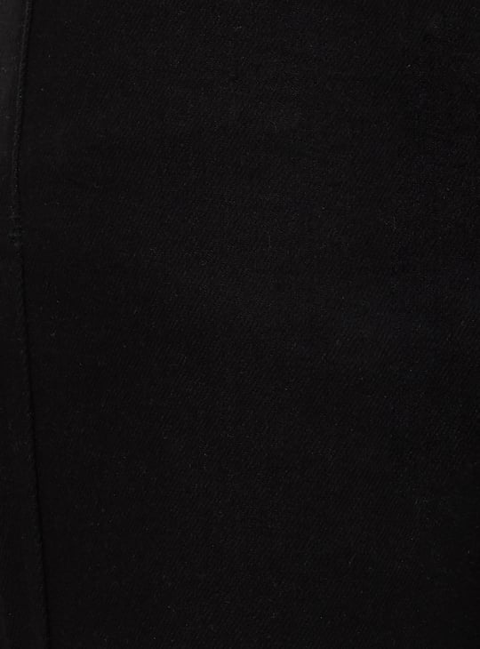 Women Solid High Rise Mom Fit Crop Jeans