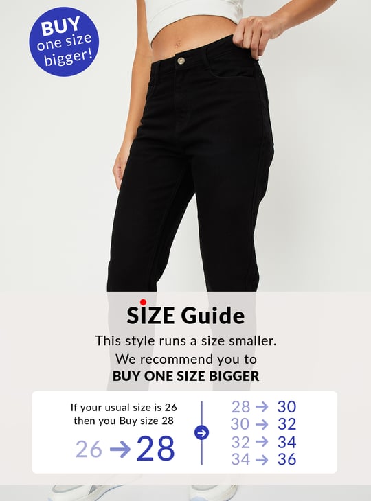 Women Solid High Rise Mom Fit Crop Jeans