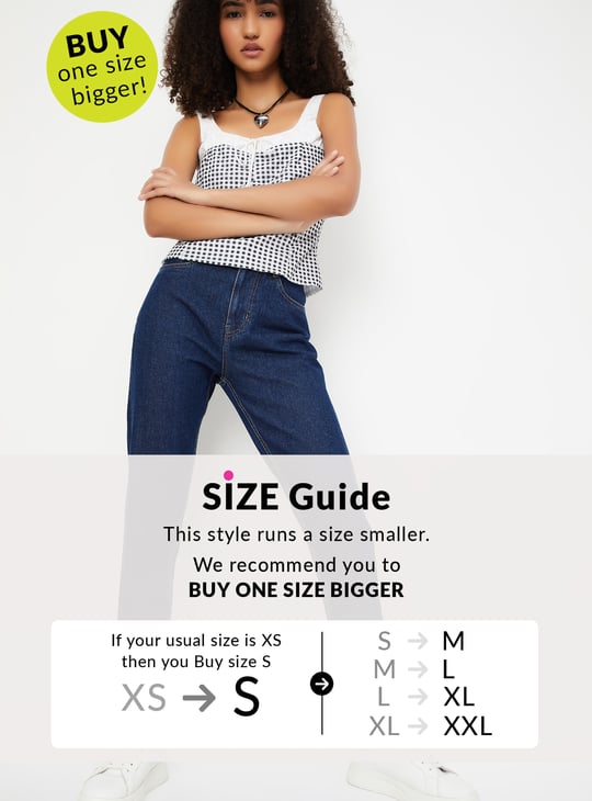 Women Washed High Rise Mom Fit Jeans