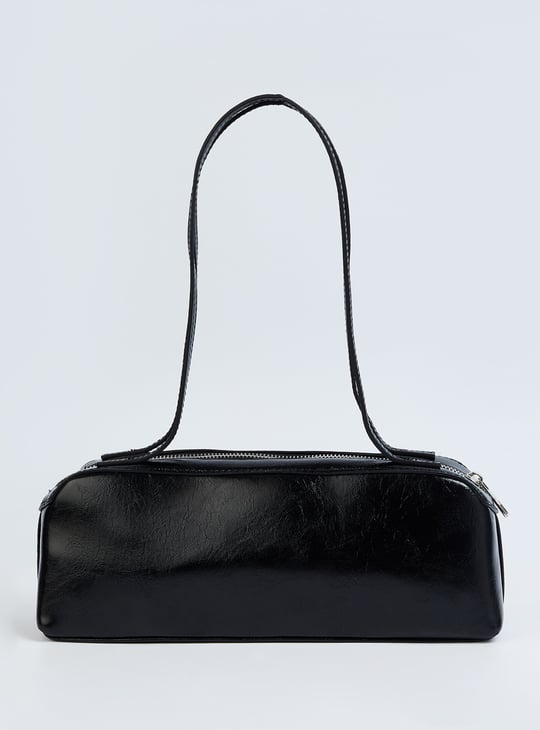 Women Textured Shoulder Bag | Black | PU