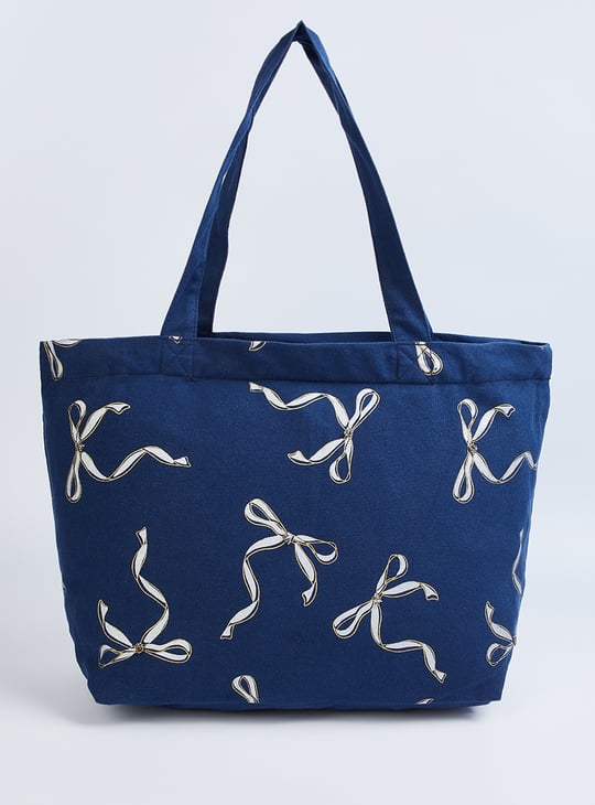 Women Bow Print Shopper Bag