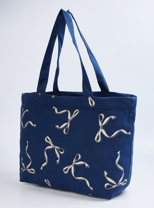 Women Bow Print Shopper Bag