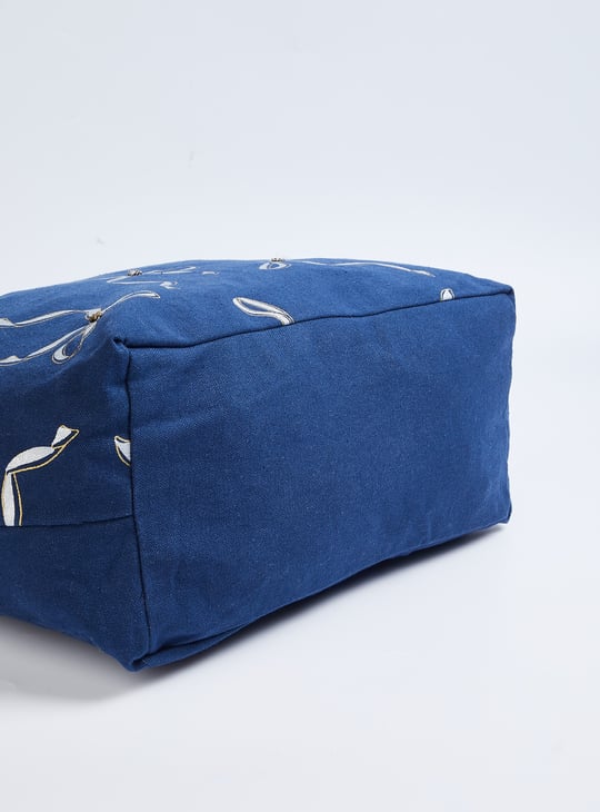 Women Bow Print Shopper Bag