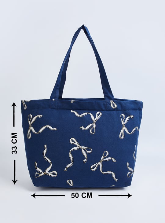 Women Bow Print Shopper Bag