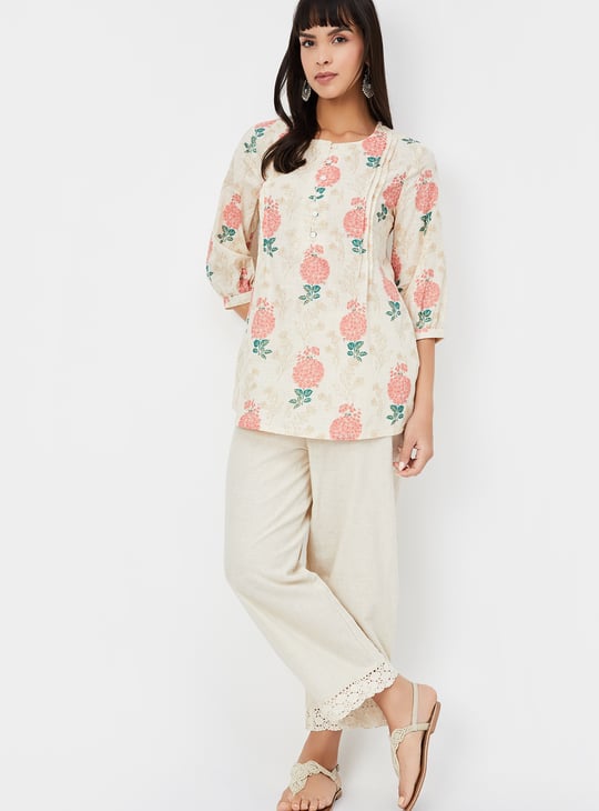 Women Floral Print Short Kurti