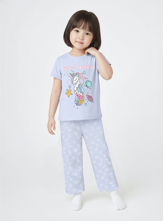 Girls Unicorn Print PJ Set