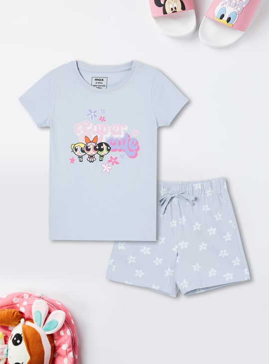 Girls Powerpuff Girls Print Sleepwear Set