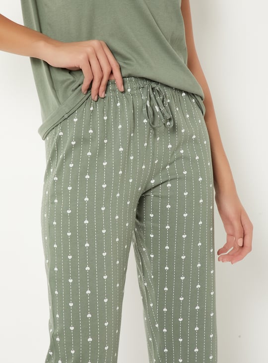 Women Heart Printed PJ Set