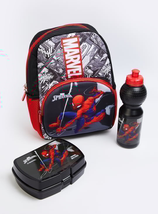 Kids Spiderman Print Backpack with Lunchbox & Sipper - Pack of 3