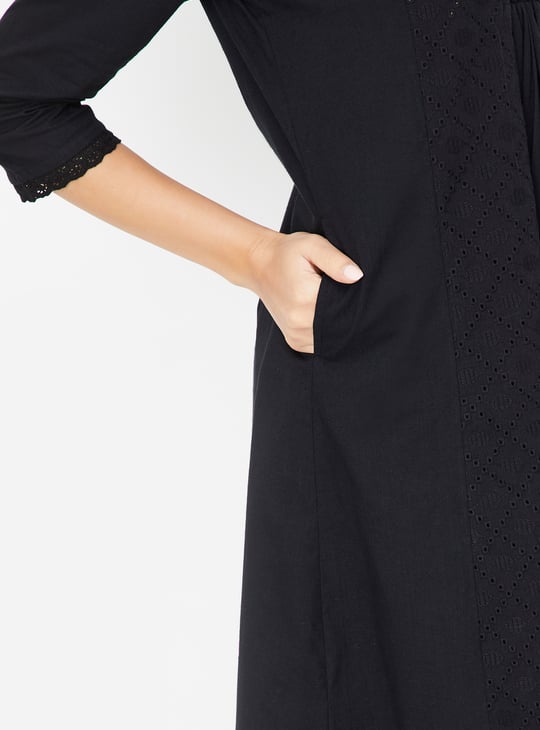 Women Lace Panel Straight Kurta | Lace