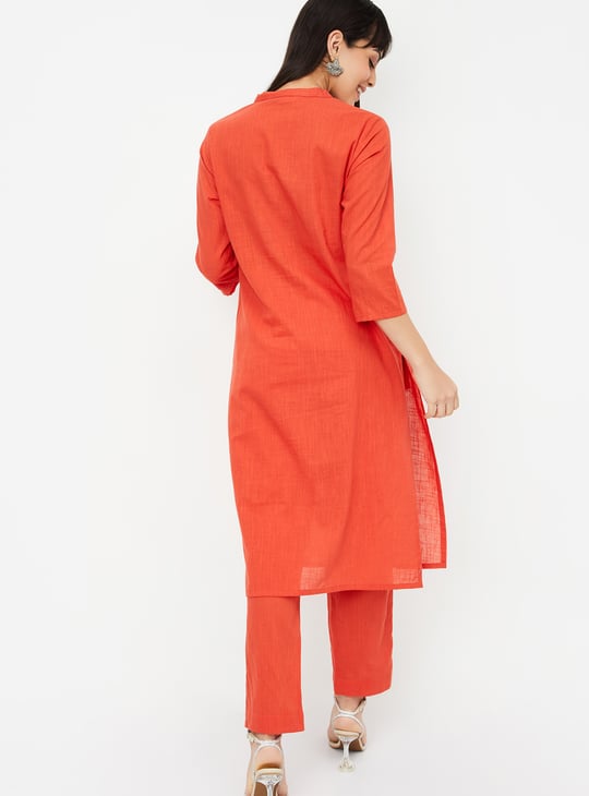 Women Embroidered Straight Kurta Set