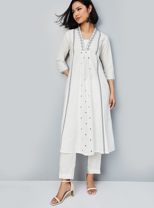 Women Embroidered A-line Kurta Set