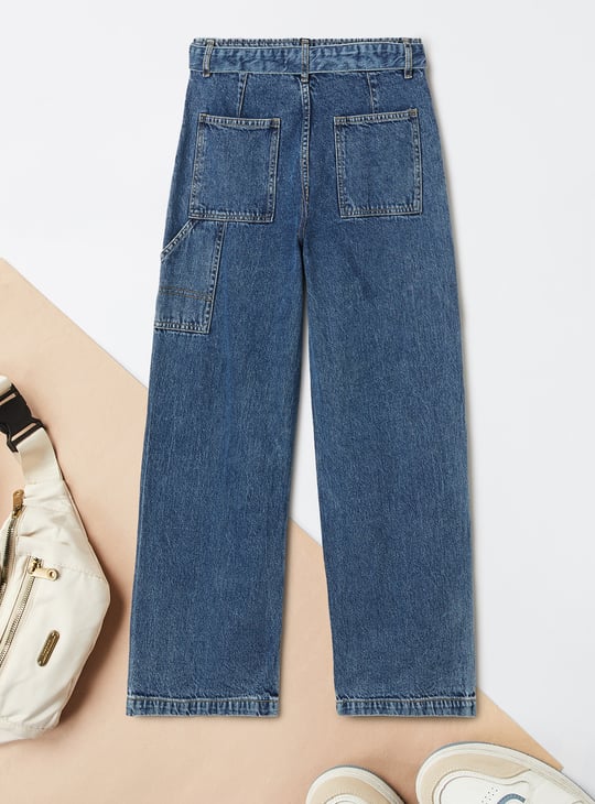 Girls Washed Belted Slim Fit Jeans