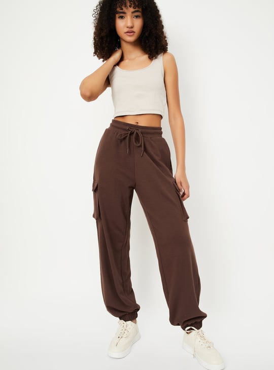 Women Solid Athleisure Cargo Joggers