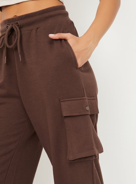 Women Solid Athleisure Cargo Joggers