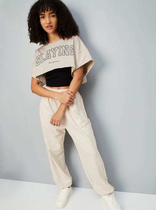 Women Striped Sports Crop Top with Camisole