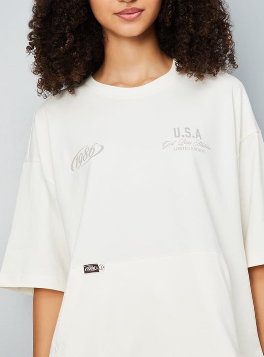 Buy Women Printed Boxy Fit Athleisure T-shirt Online at just