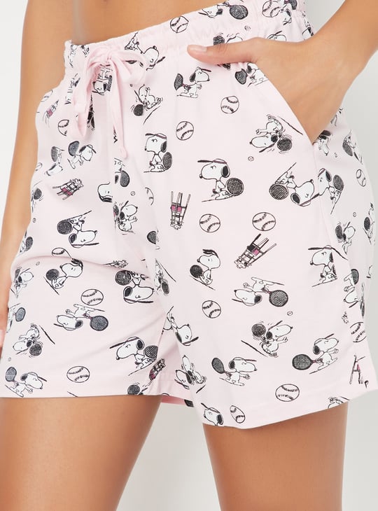 Women Snoopy Print Shorts