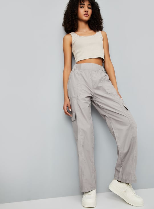 Women Solid Cargo Trousers