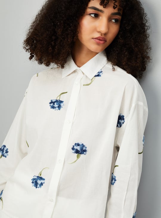 Women Floral Embroidered Shirt