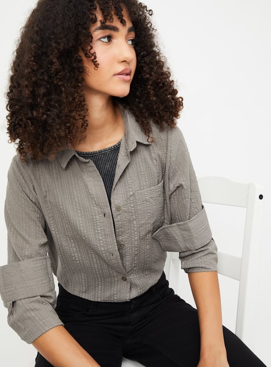 Women Seersucker Regular Fit Shirt