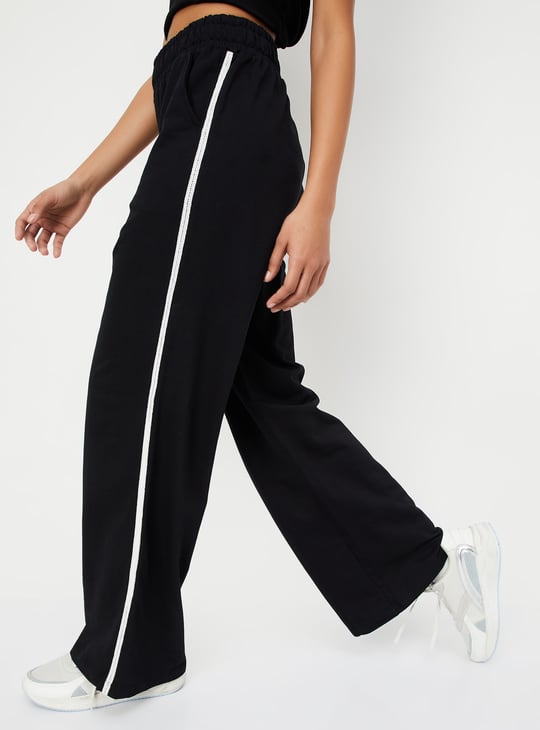 Women Side Tape Wide Leg Trackpants