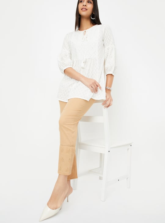 Women Schiffili Embroidered Straight Pants