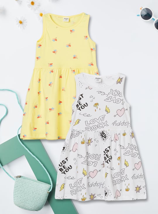 Girls Printed Dress - Pack of 2