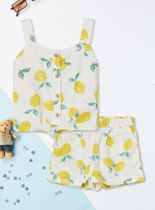 Girls Printed Shorts Set