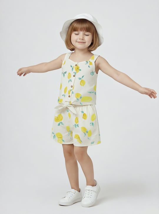 Girls Printed Shorts Set